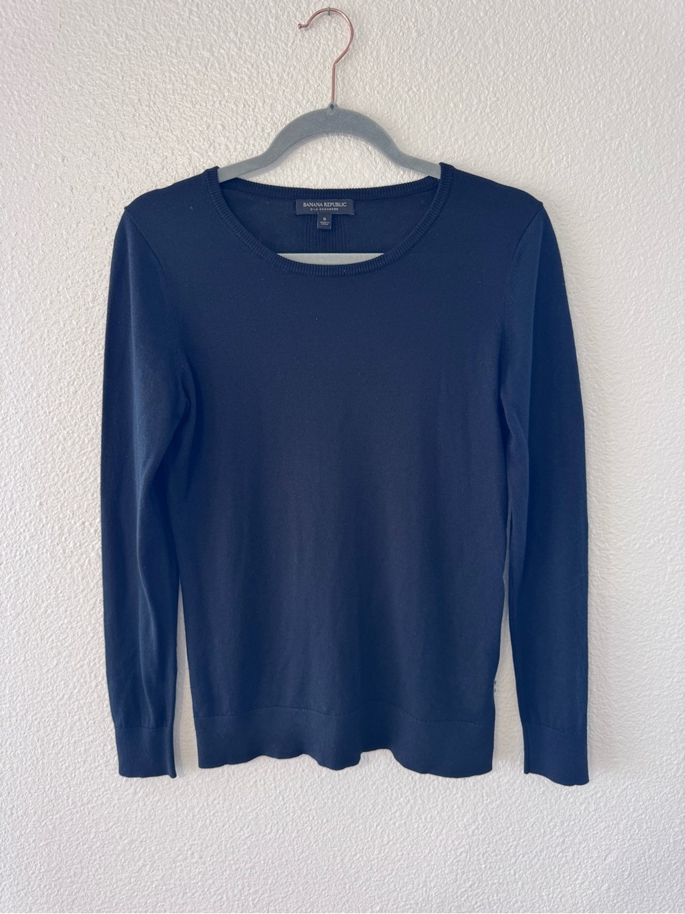 Banana Republic Silk Cashmere Sweater Black Long Sleeve Crew Neck Size Small